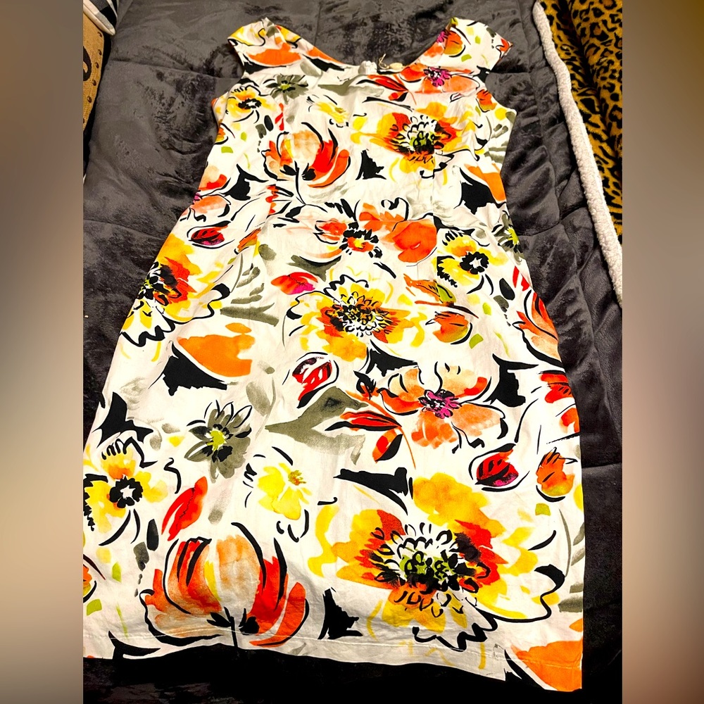Women’s Floral Mini Dress in White with Orange & Yellow